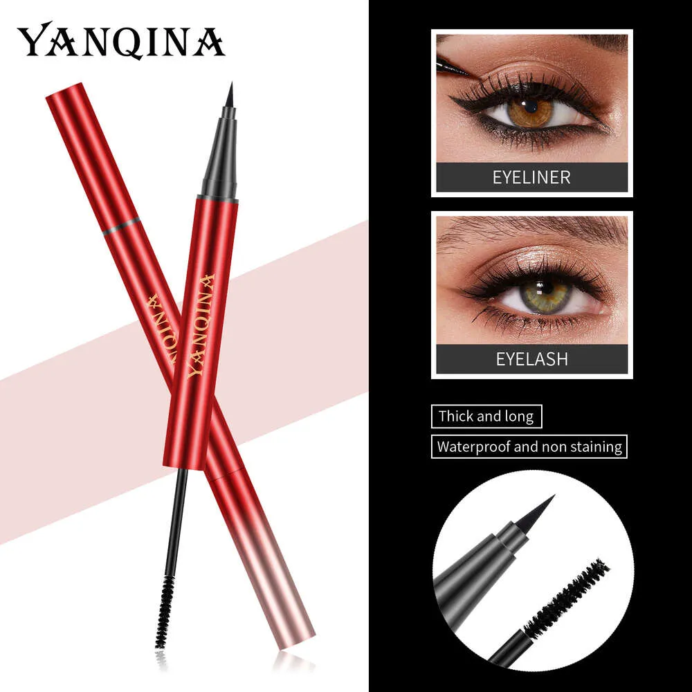 Yanqina double tête deux dans un eye-liner séchage rapide de maquillage imperméable curling et œil mince noir
