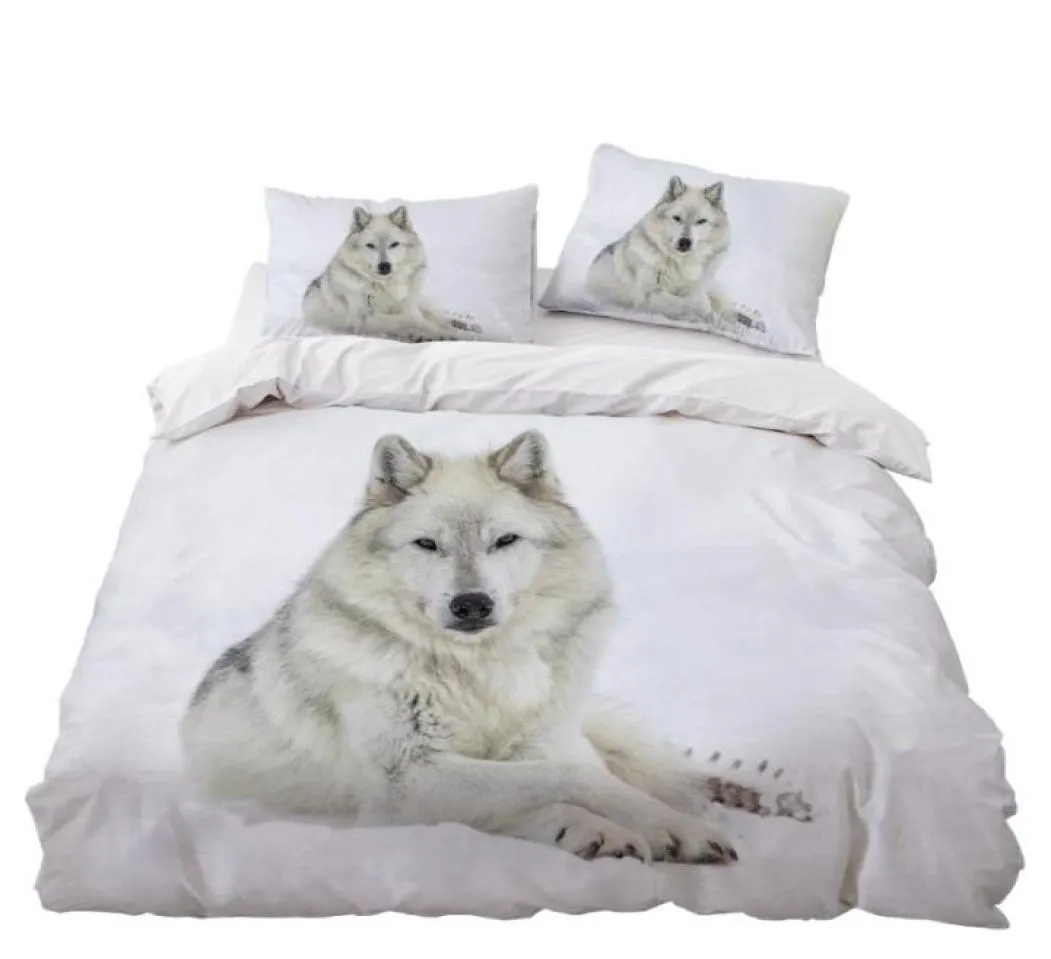 Клетки для постельных принадлежностей белый волк декор спальни Doona Quilt Cover снежный фон гипоаллергенный пуховой одеял с наволочкой 8532919