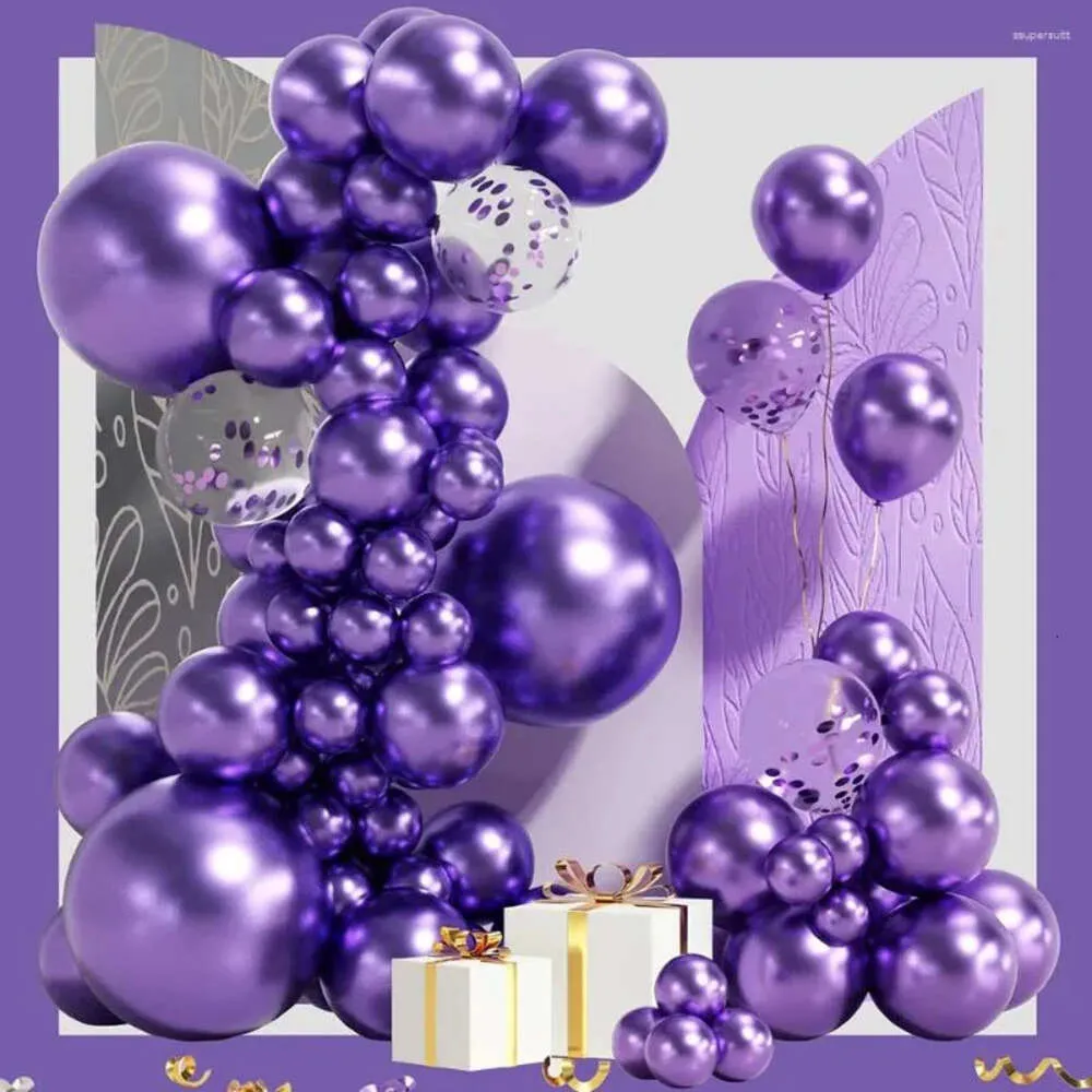 Metallic Purple Balloons Arch Decoration Party Garland Kit Confetti Balloon Baby Shower 1St Birthday Ballon Wedding Decor