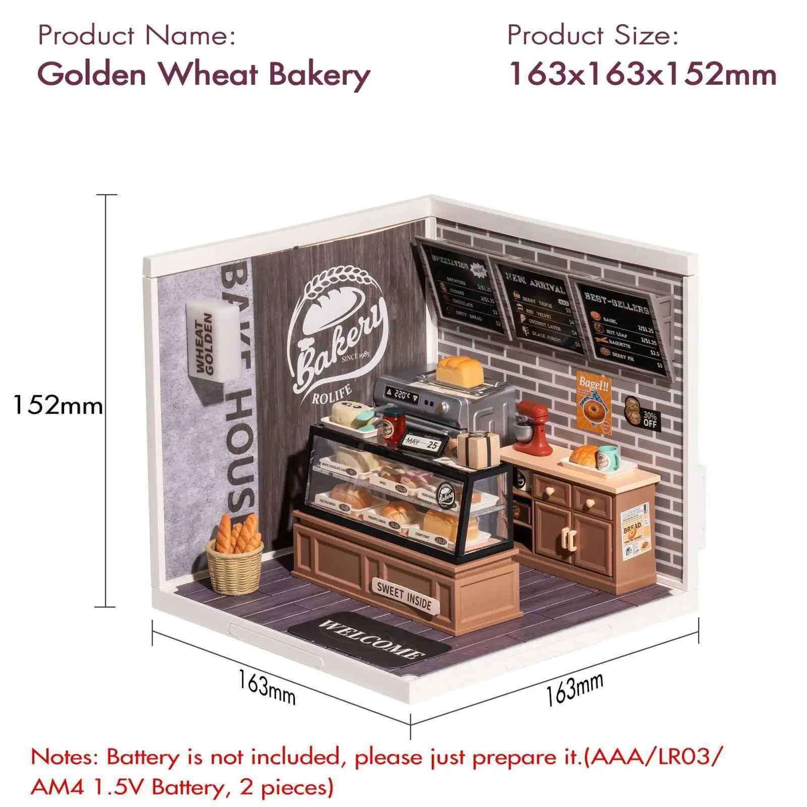 Mimarlık/DIY House Rolife 3d Bulmaca Kiti Kendi Altın Buğday Bakery Bounty Childing Cholts için Büyüleyici ve Karmaşık DIY Minyatür Ev
