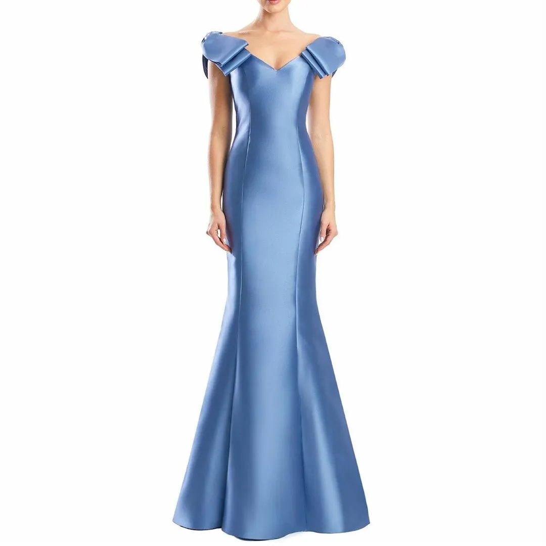 Trumpet Mermaid Bow Navy Blue Sweetheart Prom Dress Trumpet Mermaid Bow Navy Blue Sweetheart Prom Dress
