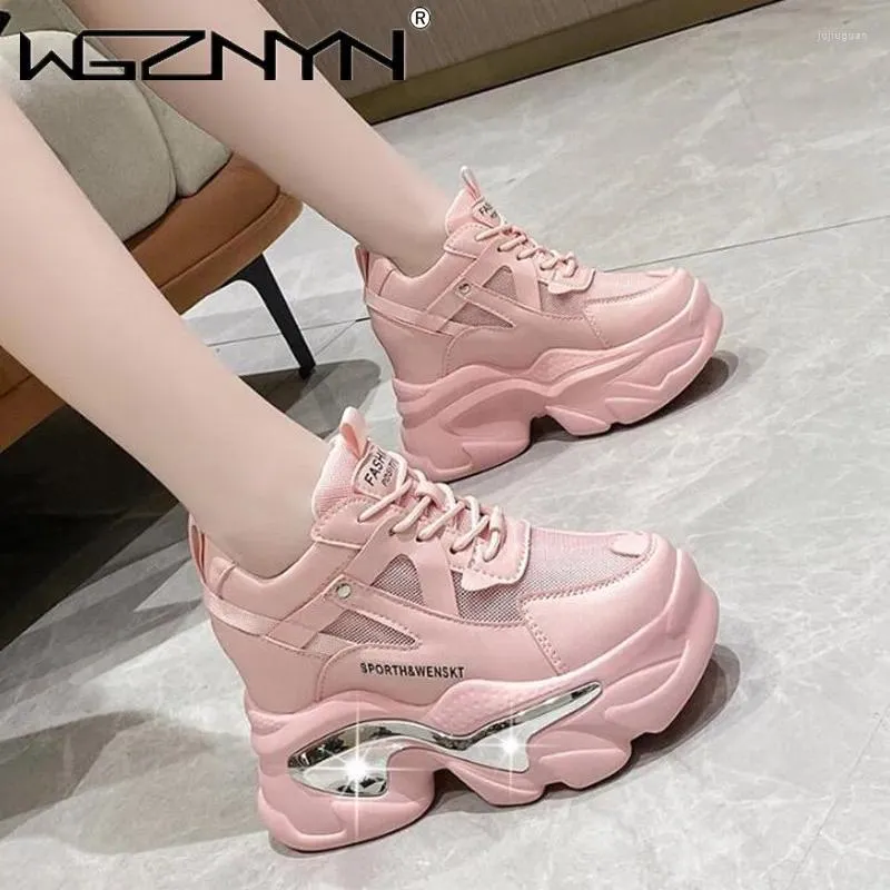 Chaussures décontractées Luxury Femme High Plateforme Sneakers Chunky Femme 2024 Fashion Women Sports Pink White Sport Sneaker Tennis élégant