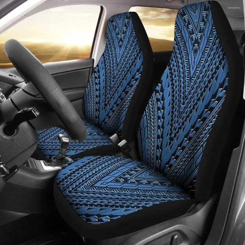 Couvertures de siège d'auto Ensemble de couverture d'impression de motif bleu maori 2 tapis d'accessoires PC