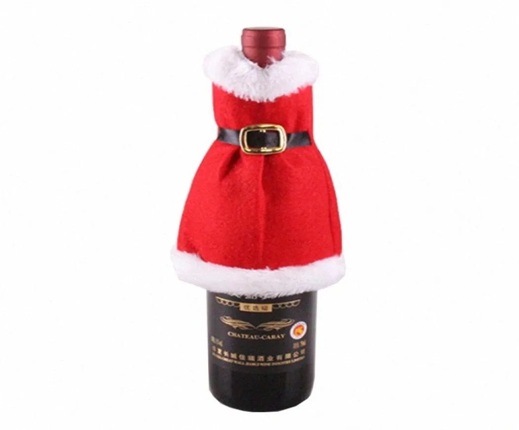 Mme Santa Claus Vêtements Robe Bouteille de vin Cover de Noël Dîner de Noël Panteur Decoration Sac cadeau suspendu Ornements QC9F1690115