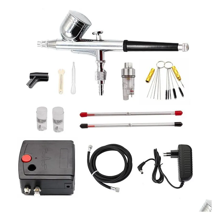 Spray Guns Airogramma a doppia azione con un compressore 0.m kit per un chiodo/dipinto di torta/auto 230703 Delivery Delivery Delivery Home Garden Tools Dhgsi