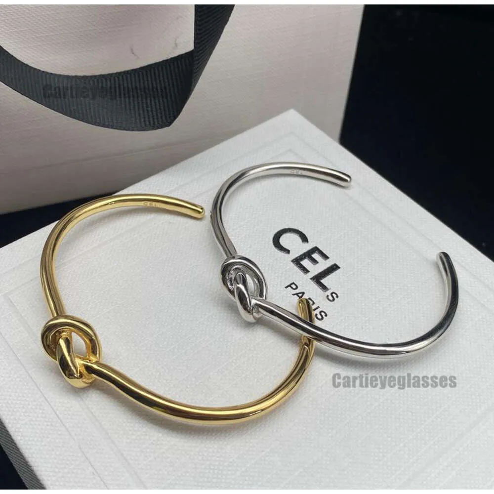 Bangle Simple Designer Knotning Armband Bangle Wristband Cuff For Women Fashion Gold Silver Armband Smycken Högkvalitativ bröllopsälskare gåva
