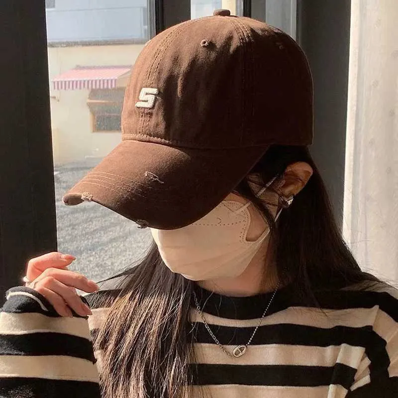 Ball Caps Womens Retro Match complet Wide Brim Duckbill Sun Chat Hip Hop Cotton Boucle Coton