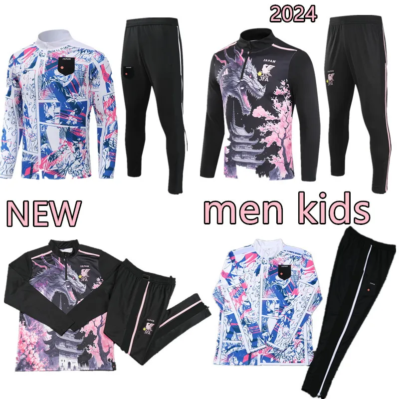 2024 Nya Japan Men Kids Soccer Tracksuits Half Pull Training Suit Isagi Atom Tsubasa Minno Asano Doan Kubo Ito 24 25 Japan Football Sportswear Set Surtetement