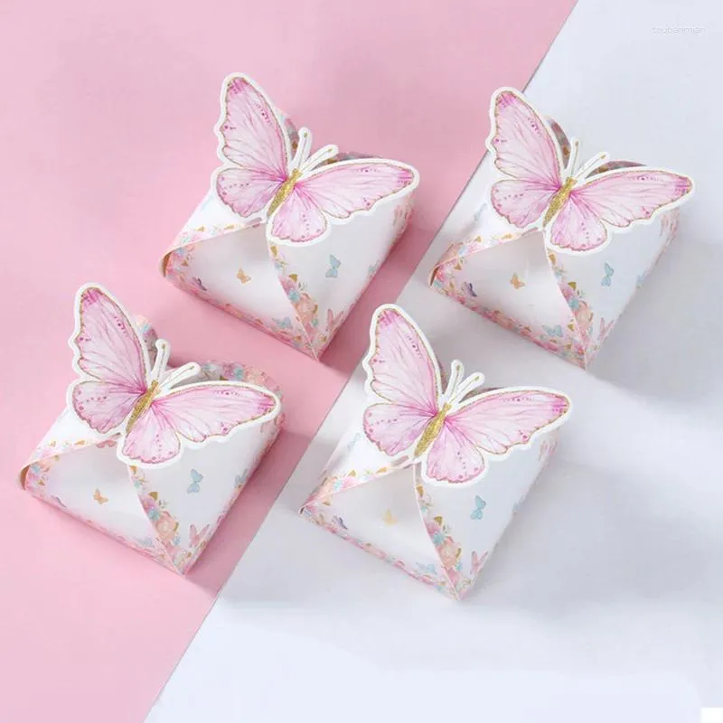 Geschenkverpackung 12pcs Butterfly Candy Boxen Geschenke Verpacken von Papier Geburtstags Hochzeitsbabyartikmarke für Gast für Gast