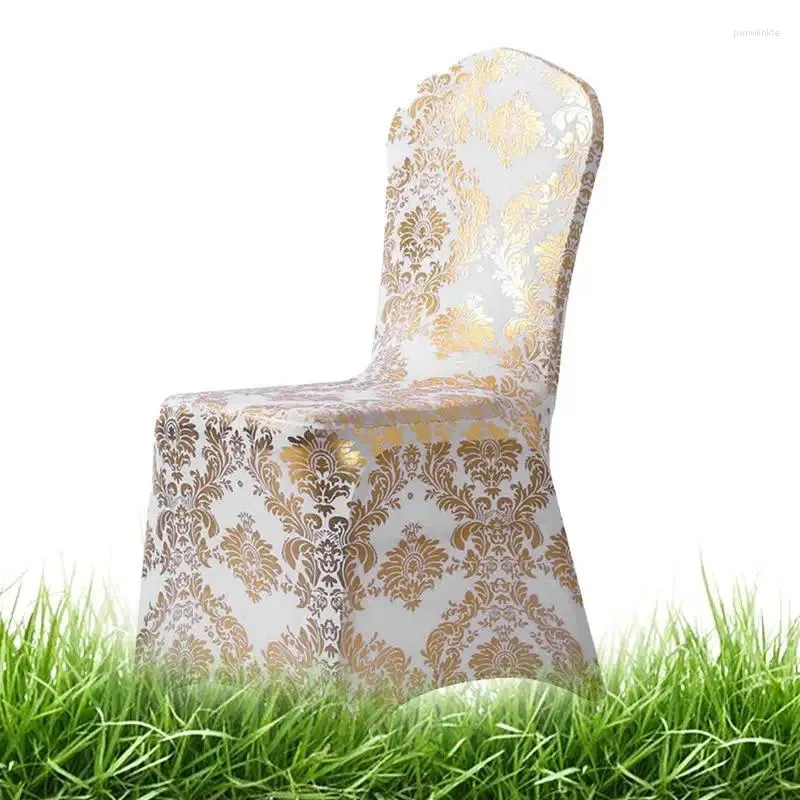 Pokrywa krzesła Bronzing Gold Printed Cover Stretch Spandex Universal Wedding for Restaurant Bankiet El Dining Party