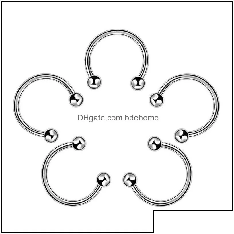 Nose Rings Studs Nose Rings Studs Fashion Stainless Steel Horseshoe Fake Ring C Clip Lip Piercing Stud Hoop For Women Men 6/8/10Mm D Dho7C