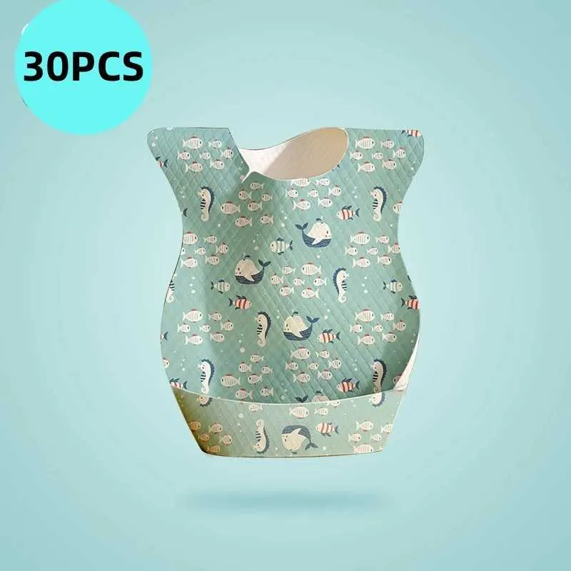 Bibs Burp Cloths 30 комплектов Ocean World, напечатанные нагрудники для младенцев, мальчиков и девочек, одноразовые нагрудники, не трясенные вниз по полотенцам на открытом воздухе Babssl240514