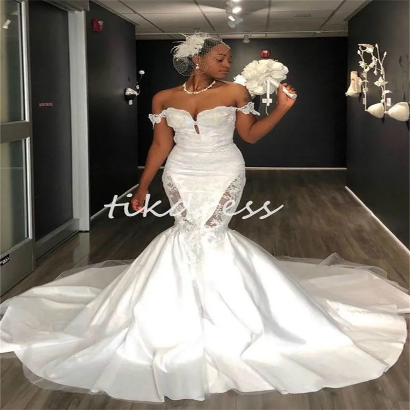 ASO EBI MERMID SUUNKS WEDOWE 2024 Zobacz przez boczny koronkowy ogród African Garden Country Bridal Sukienka Satin Satin Boho Bride sukienka Elegancka vestio de novia gatsby boda