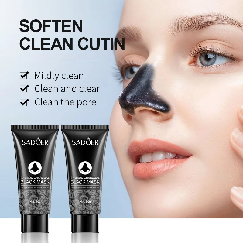 60G Blackhead Removal Mask Diep reinigende modderolie-olie-controle acne behandeling bamboe houtskool neus gezicht masker huidverzorging schoonheid