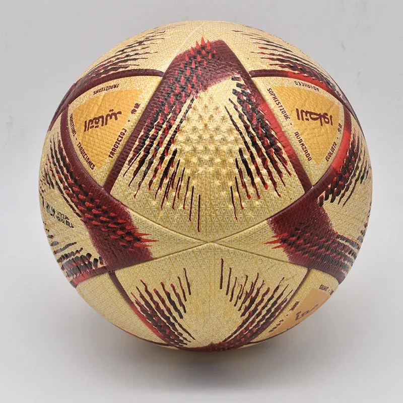 Bola de futebol durável Tamanho profissional 5 Golden PU Material desgaste de partida Treinamento de futebol Qatar Copa do mundo Futebol 240513