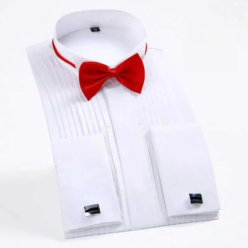 Men's Dress Shirts Wedding Dress Shirt Tailcoat French Cufflinks Shirt Mens Long slved New Top Y240514
