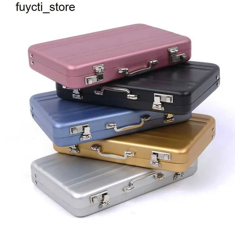 Opslagboxen Bins Aluminium Storage Box Business ID Creditcardhouder Mini Suitcase Bank Card Holder 2022 Nieuwe Pearl Box rechthoekige organisator S24513