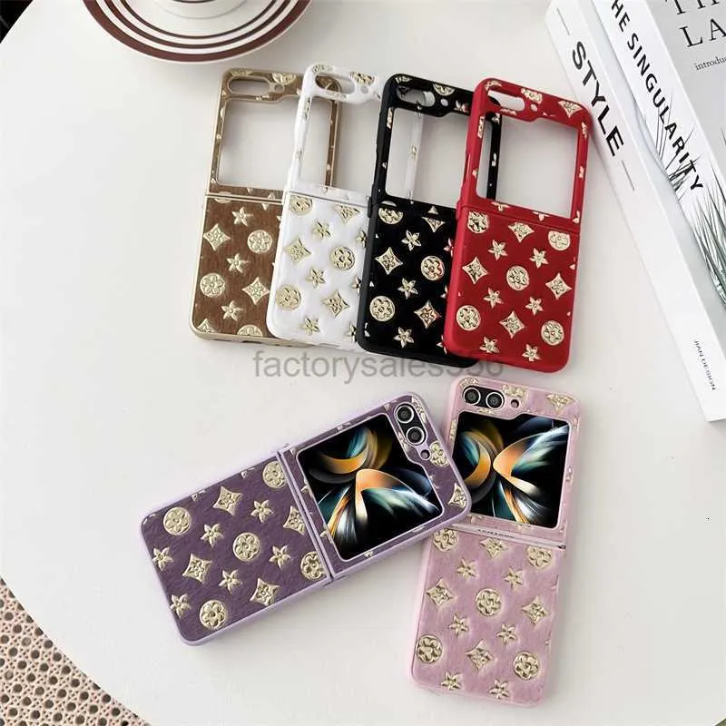 Phone Cases Samsungs Galaxy glittering gold presbyopia ZFlip 3 4 5 foldable screen case trendy zfold4 personality 3rd generation