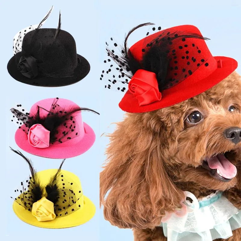 Psa odzież kota Puppy Hat Pabandka nagłówek Pet Fashion Decoration Top Hats Gentleman Fedora Kitten Cap na przyjęcie Bożego Narodzenia