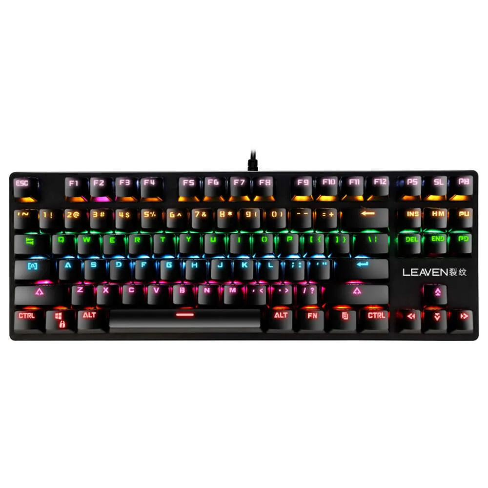 K550 USB 2.0 Bakgrundsbelyst RGB LED Professional 87 Keys Real Mechanical Keyboard CE Certified Full English Packaging DDMY3C