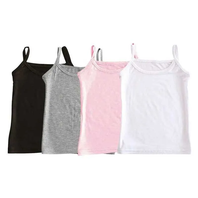 Vest Baby Girl Tank Top Colored Childrens Camisol Top Summer Baby Single Girl Underwear Youth Tankl240502