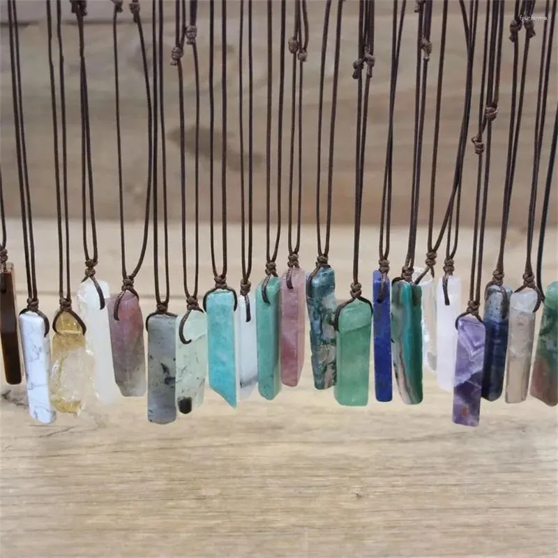 Hänge halsband helande kristall natursten skiva hängen halsband reiki chakra gmes kvarts lapis amethysts amazonite kvinnor smycken