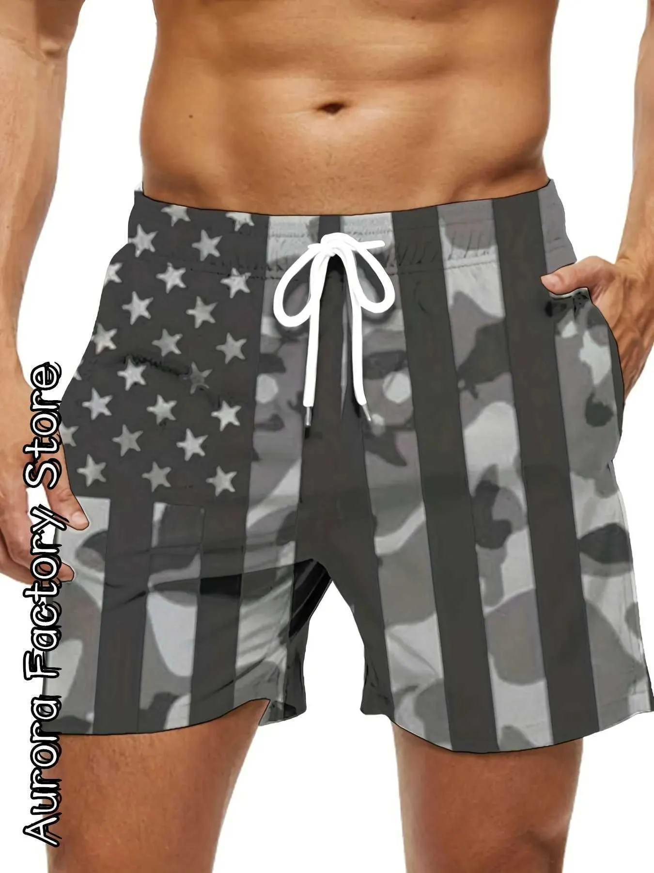 Shorts masculinos de verão masculino de moda shorts 3d EUA bandeira roupas gráficas garotos crianças casuais havaí shorts masculinos de praia elegante t240515