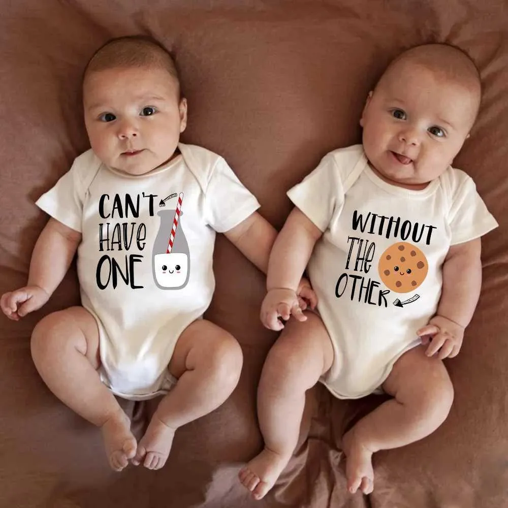 Romper nessun altro gemello abiti da bambino vestiti aderenti aderente carini da moda stampata neonato estate ropa de bebe ni al240514l240502