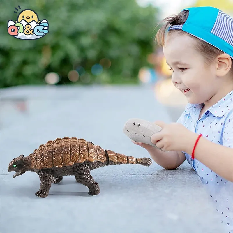 RC Dinosaur Ankylosaurus Simulation Remote Control Dino Realistic Walking With Light Sounds Creative Animal Toys For Kids Gifts 240514