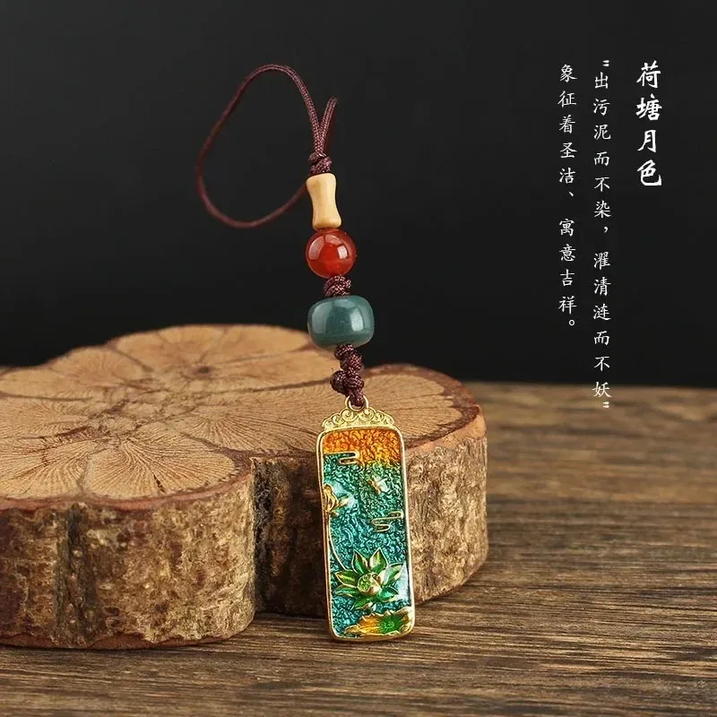 Catena di telefonia mobile in stile cinese vintage Sand Golison Cloisonne Lotus Pendant Mobile Phone Rope Gift U Disk Bag Tipant