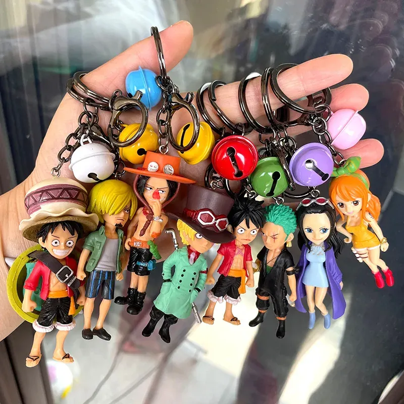Kawaii Bulk Anime Car Keychain Doll Charm Luffy Chopper Key Ring Wholesale en vrac Couple Couple Étudiants personnalisés Creative Valentine's Day Gift 8 Style Dhl