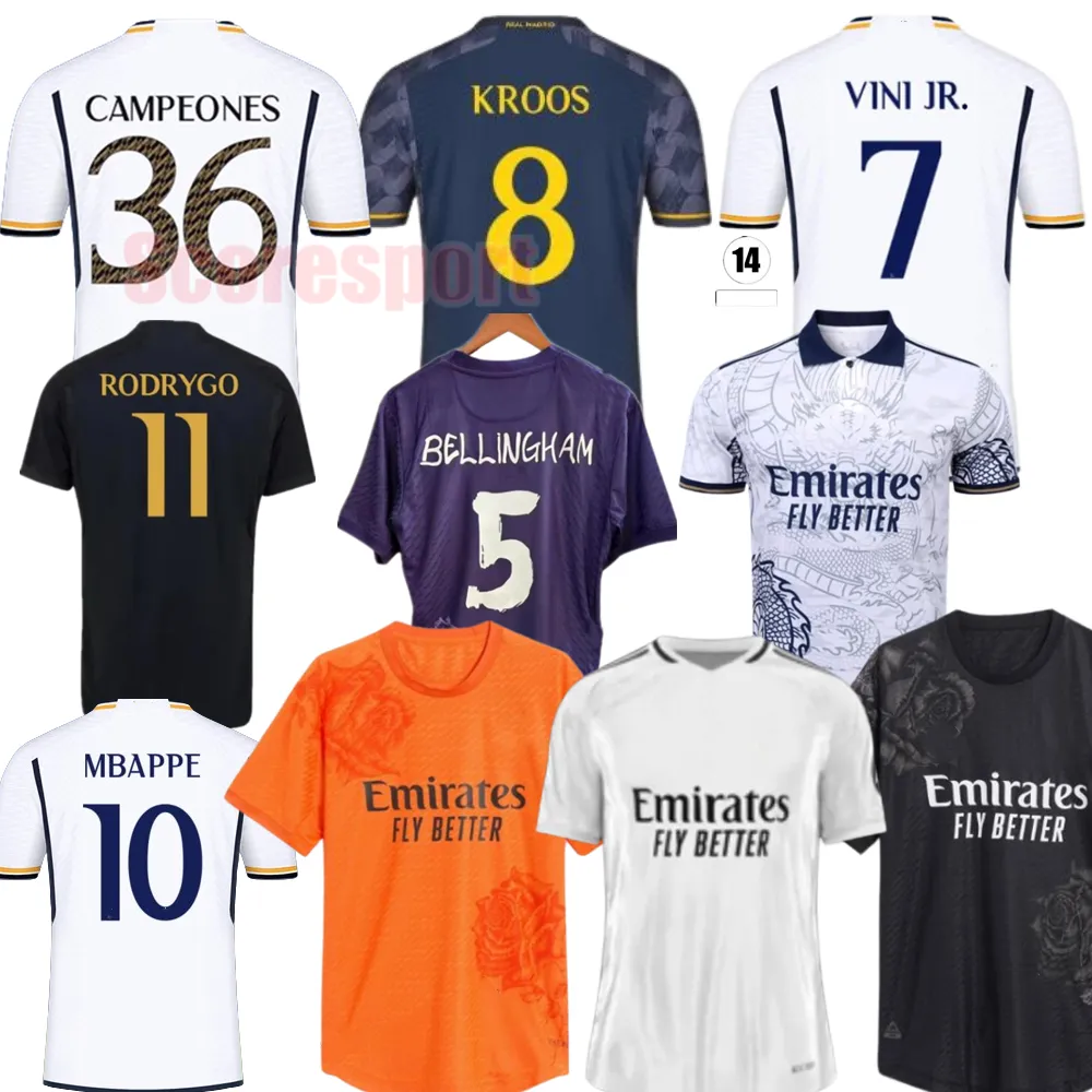 MBAPPE BELLINGHAM Madrids 24 25 Soccer Jerseys 36 Campeones KROOS VINI JR 2024 UCL Final Football shirt CAMAVINGA Rodrygo MODRIC kids sets Fan Player version Kit