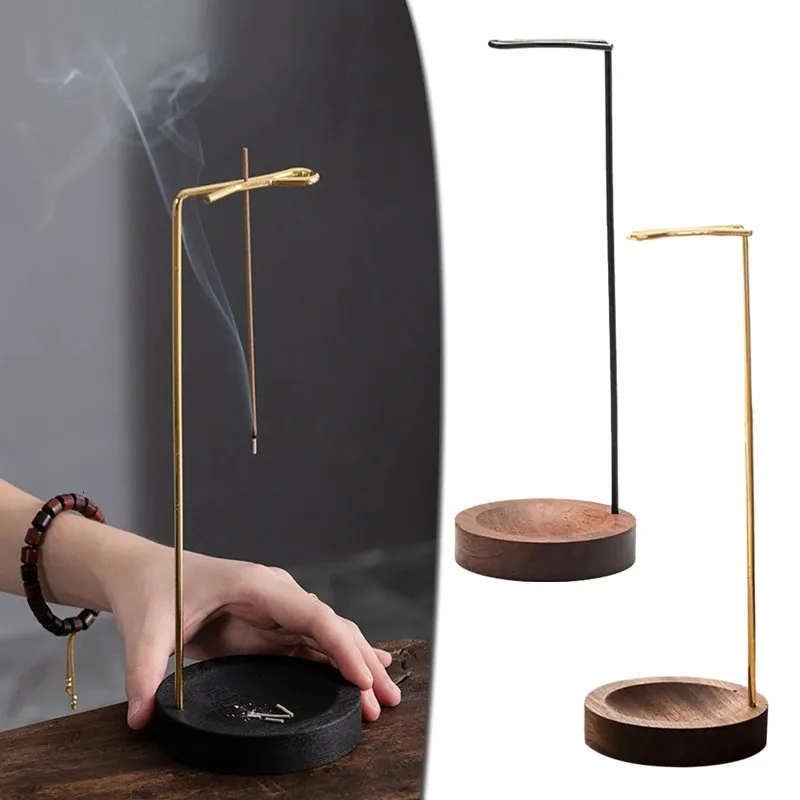 Creative Upside Down Incense Stick Holder Wooden Round Tray Ornament Bedroom Home Yoga Decoration Crafts 240513