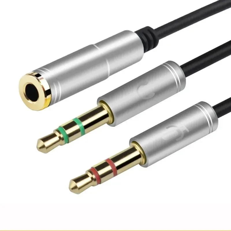 3,5 mm Jack Microfone Headset Audio Splitter Aux Extension Cable fême