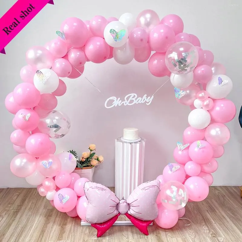 Decorazione per feste kit arco di ghirlanda palloncino rosa tra cui farfalle colorate 3D adatte per i compleanni delle ragazze decorazioni di San Valentino