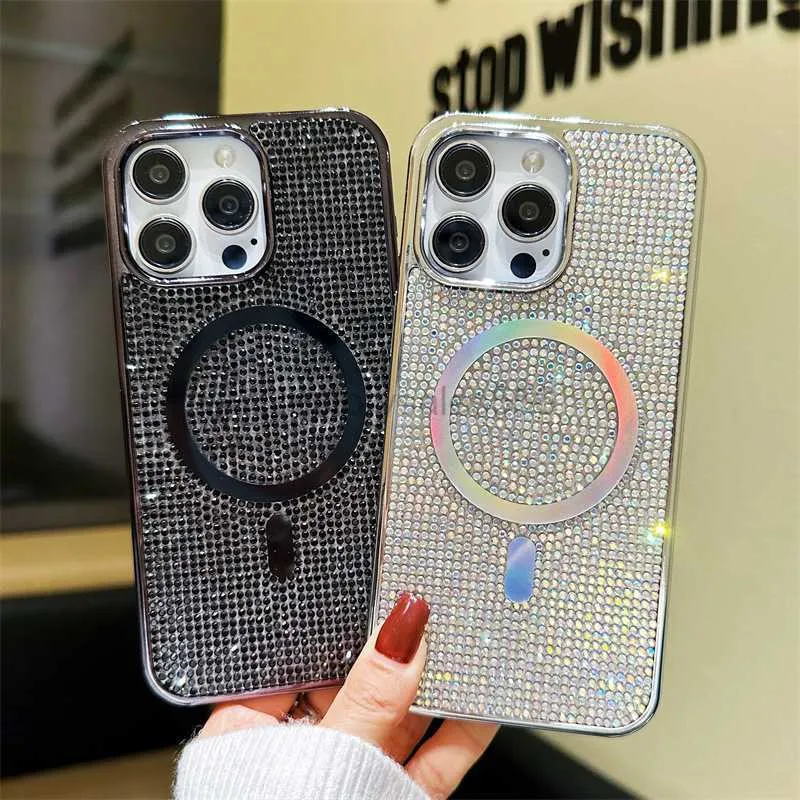 Factory wholesale Phone Cases for iPhone 15 Pro Max Luxury Full Diamond iPhone 14 plus 13 12 12Pro 11 Water Diamond Magnetic Set Protective Case