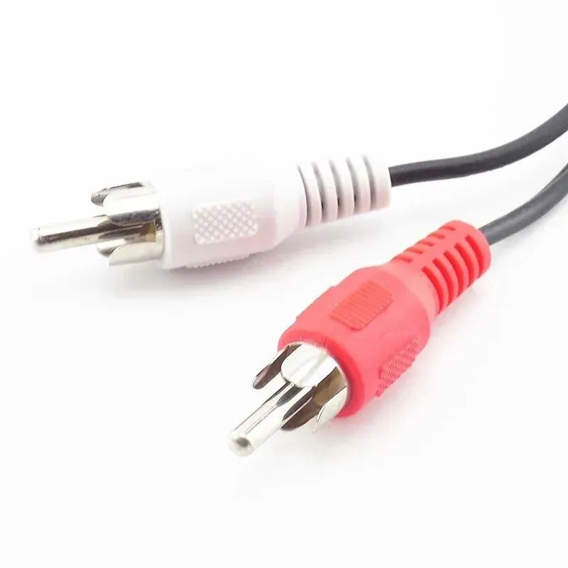 3,5 mm kvinnlig till 2 manliga RCA-kabeldelare omvandlare adapter aux ljudförlängningssladd y-kabel för bärbar dator mp3/mp4 konverteringslinje