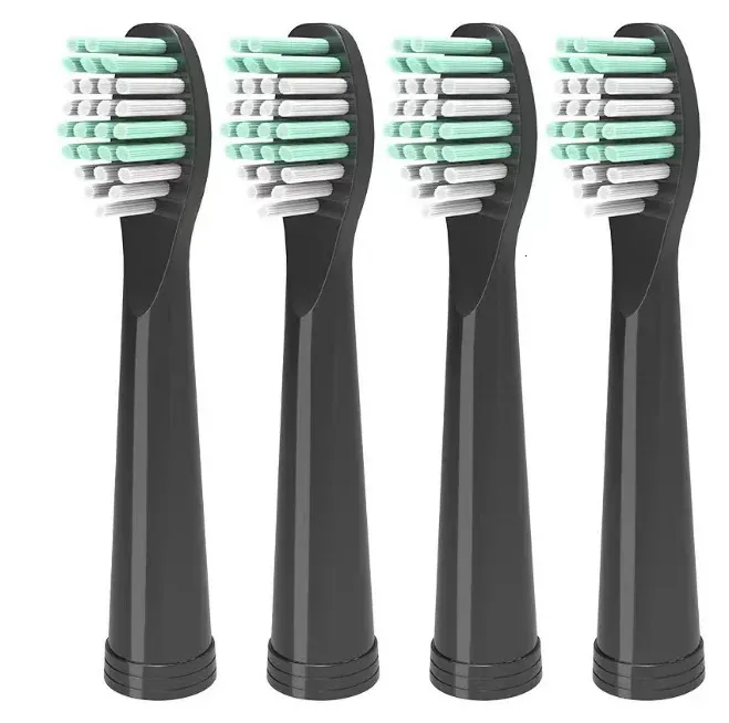 10 pièces têtes de remplacement compatibles avec Fairywill D7 / D8 / FW507 / 508/551/917/959 / D1 / D3 Brosse à dents noire Heads 240507