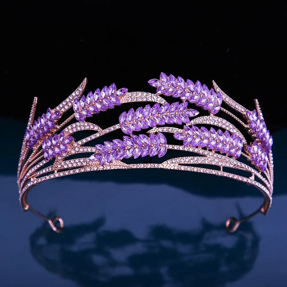 Luxury Purple Green Red Crystal Crown Women Girls Wedding Elegant Luxury Princess Tiara Party Hair Dress Smycken