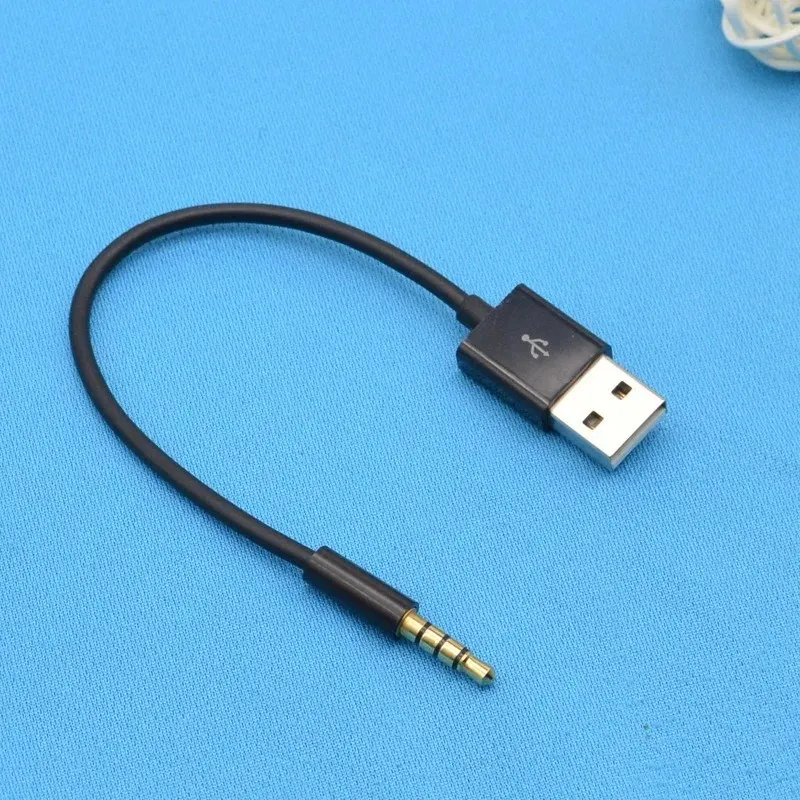 3,5 mm Jack Aux till USB 2.0 Charger Data Sync Audio Adapter Cable för Apple iPod Shuffle 3rd 4th 5th Gen Mp3 MP4 Player Cord