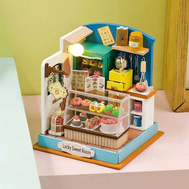 DIY Wooden Mini Dollhouse 3D Puzzle Assembly Kit with Furniture and LED ...