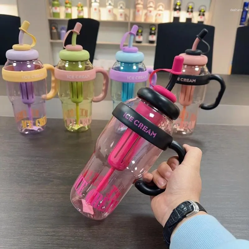 Butelki z wodą duże kubki słomki sportowe plastikowe kubki z sokiem z herbatą