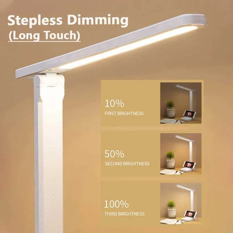 Tafellampen vouwen tafellamp oogbescherming aanraking dimable led lamp student slaapkamer leesing usb -oplaadbare tafellamp