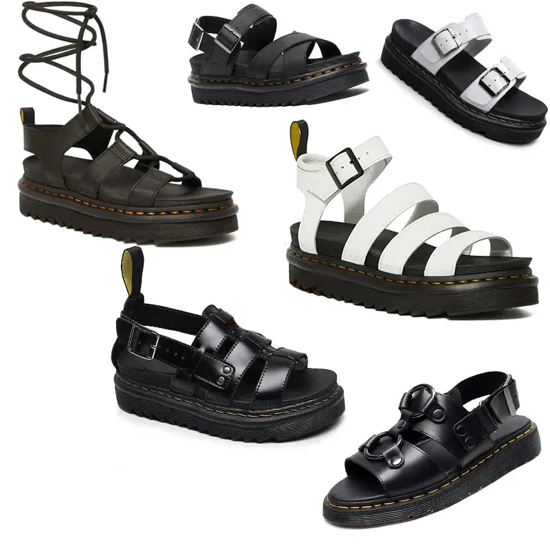 Designer doc marteens sandalen luxury Frauen Männer rutschtrutsche dreifache schwarze weiße Patentlederrutsche Herren Damen Outdoor Schuhe Dr. Marteens Sandale Sandale