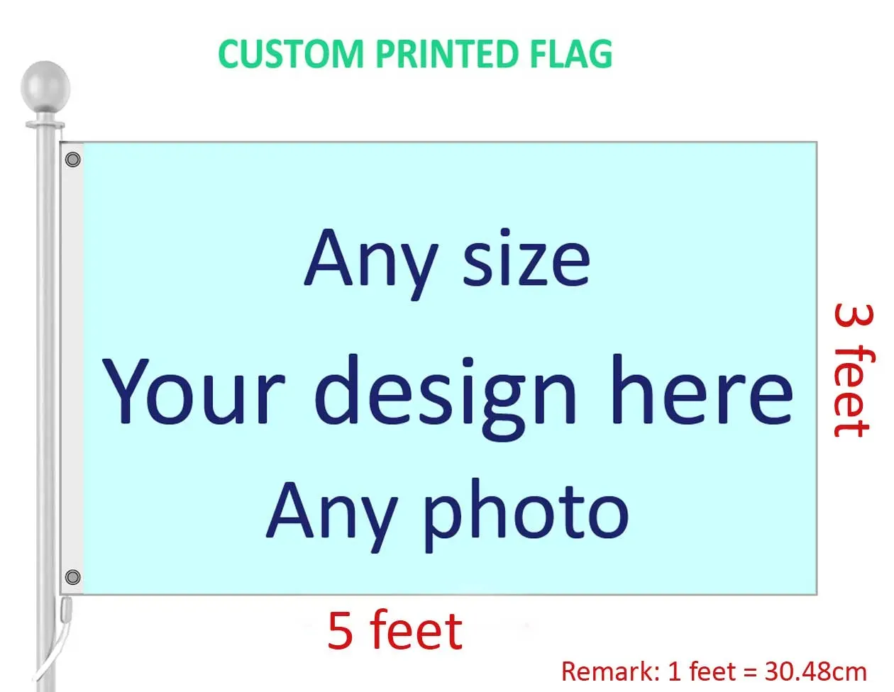 3x5 Feet Custom Flag and Banner Any Logo Any Color 100D Polyester Digital Printing w/ shaft cover Grommets