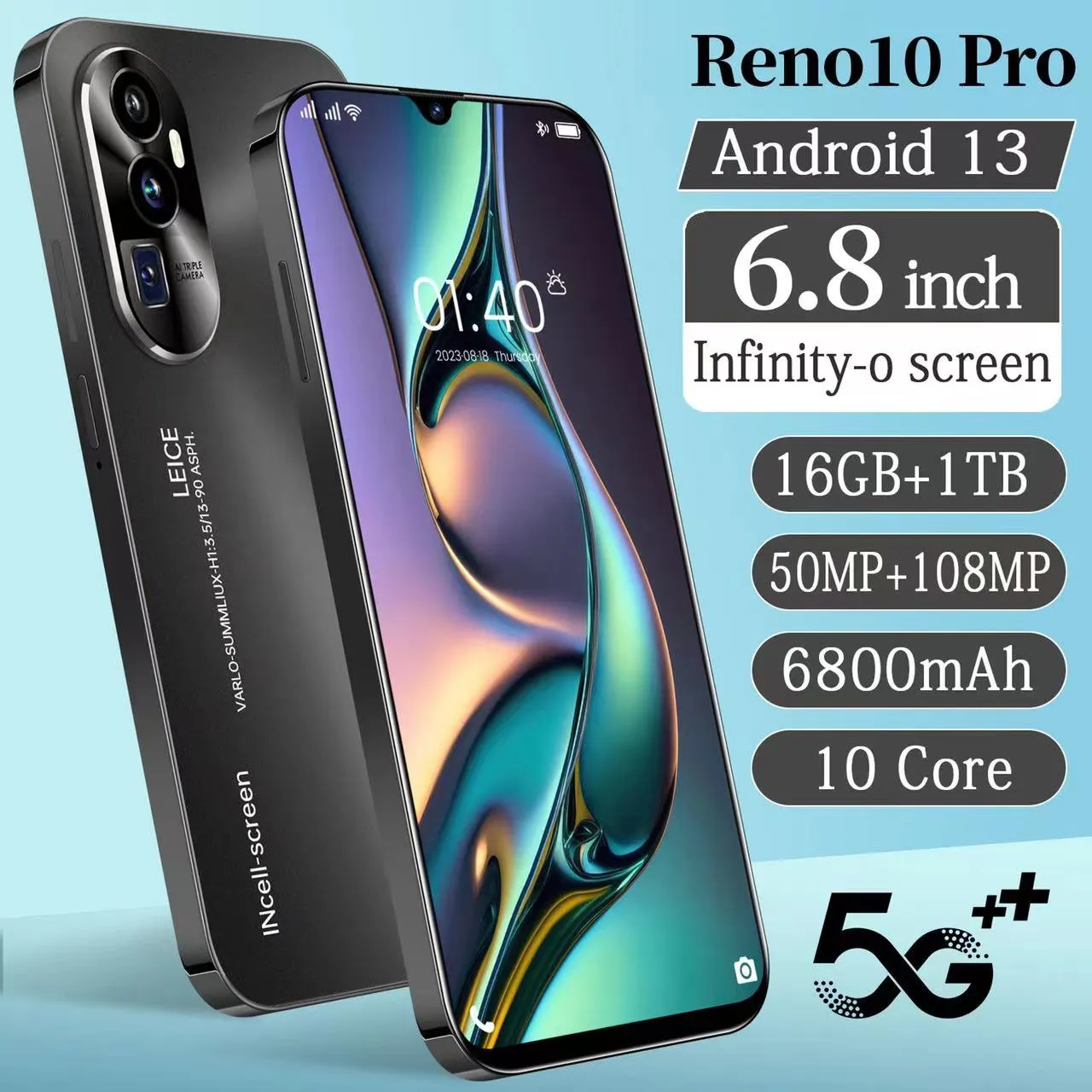 DHgate 2024 whole sale cheap Brand New smartphone Reno10 Pro 1GB 16GB large screen 6.8 inch smartphones student Android Cell Phones Unlock big touch screen Cell Phones Accessories
