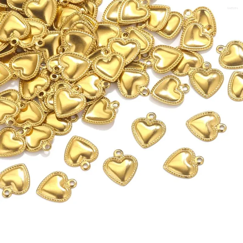 Charms 50 piezas de acero inoxidable Corazón pequeño para joyas que hacen adornos de collar Pulsera de brazalete Camiseta de cola de cola de materiales artesanales