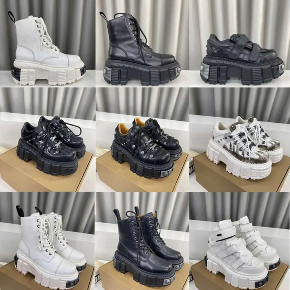Designerskor Nya Rock Platform Sneakers Tjock Bottom Shoe High Top Shoes Men Black 566