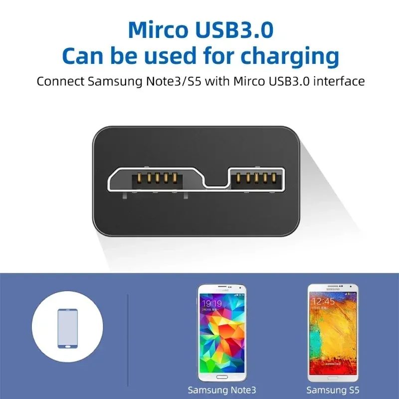 Câble Micro B USB 3.0 pour lecteur de disque dur externe Cord HDD Cord de charge AM-MICRO3.0 pour Samsung Note3 S5 Câble téléphonique