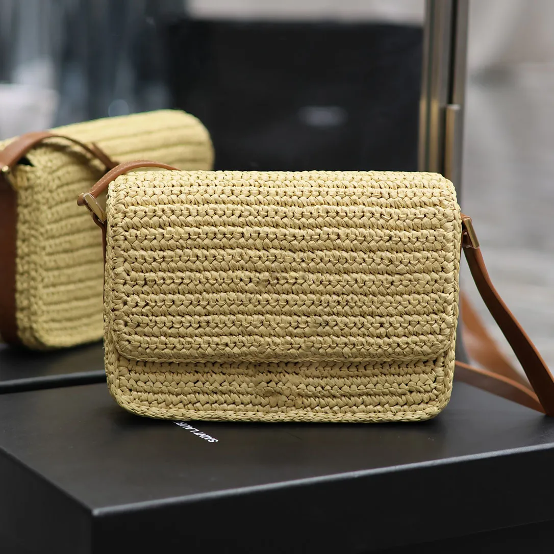 10a kvalitet halmväv crossbody väska man lyxiga raffias virkning koppling designer strand väskor kvinna handväska rese plånbok duffle axelväska